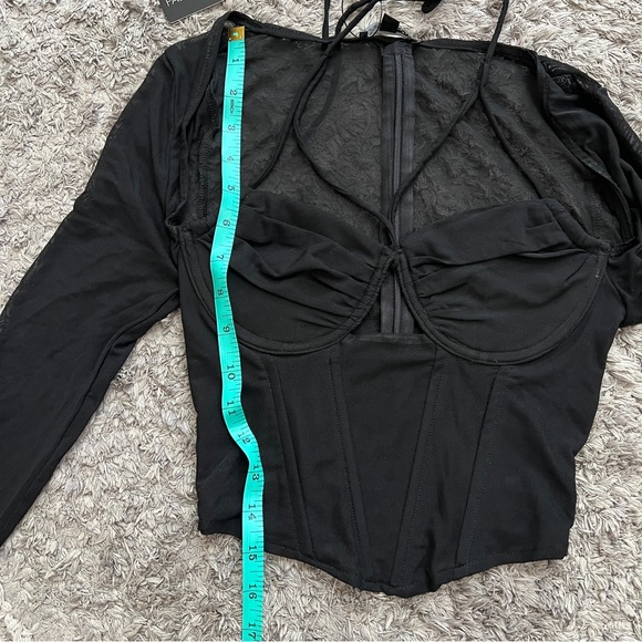 Mesh y2k flare sleeves crop top - Picture 2 of 9